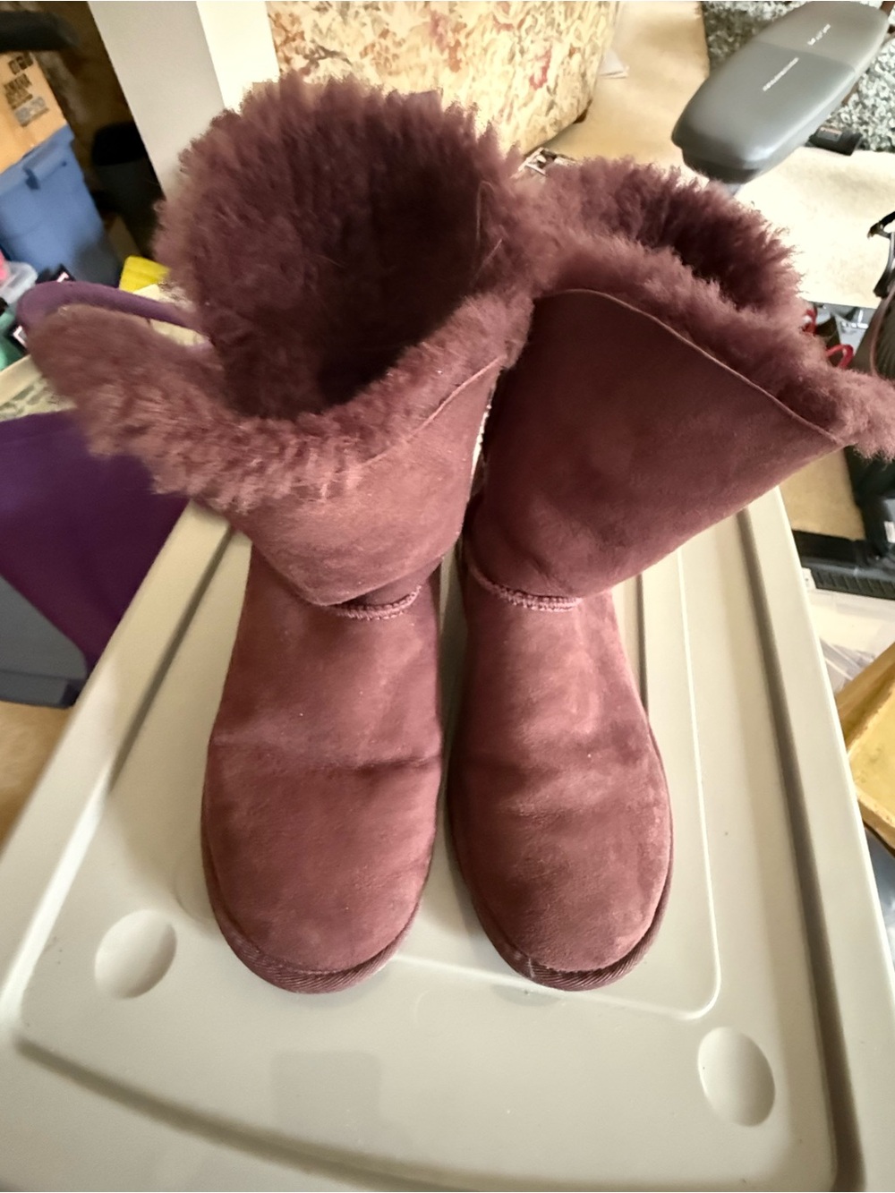 UGG Women's Suede Shearling Boots - Plum